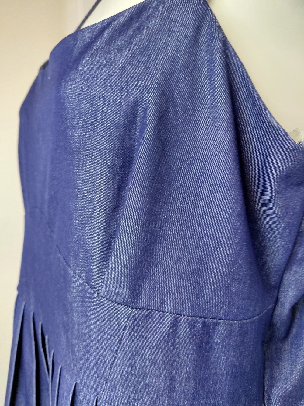 Trixxi Navy Denim Chambray Pleated Mini SPRING SUMMER dress 90's Style. Sz Med - Picture 6 of 10